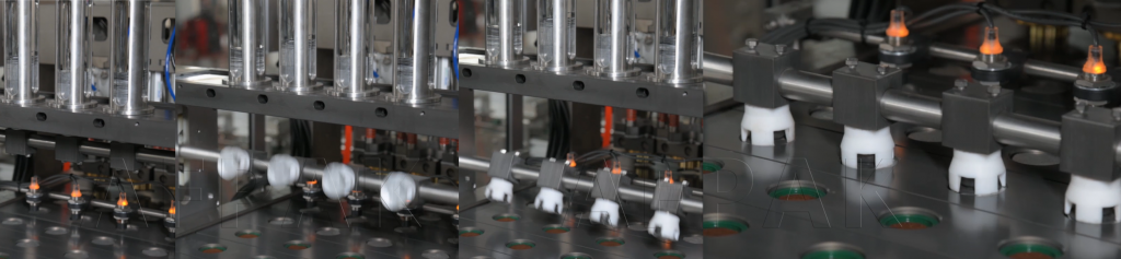 Pre-cut-lids-pick-and-place of coffee capsule filling sealing machine