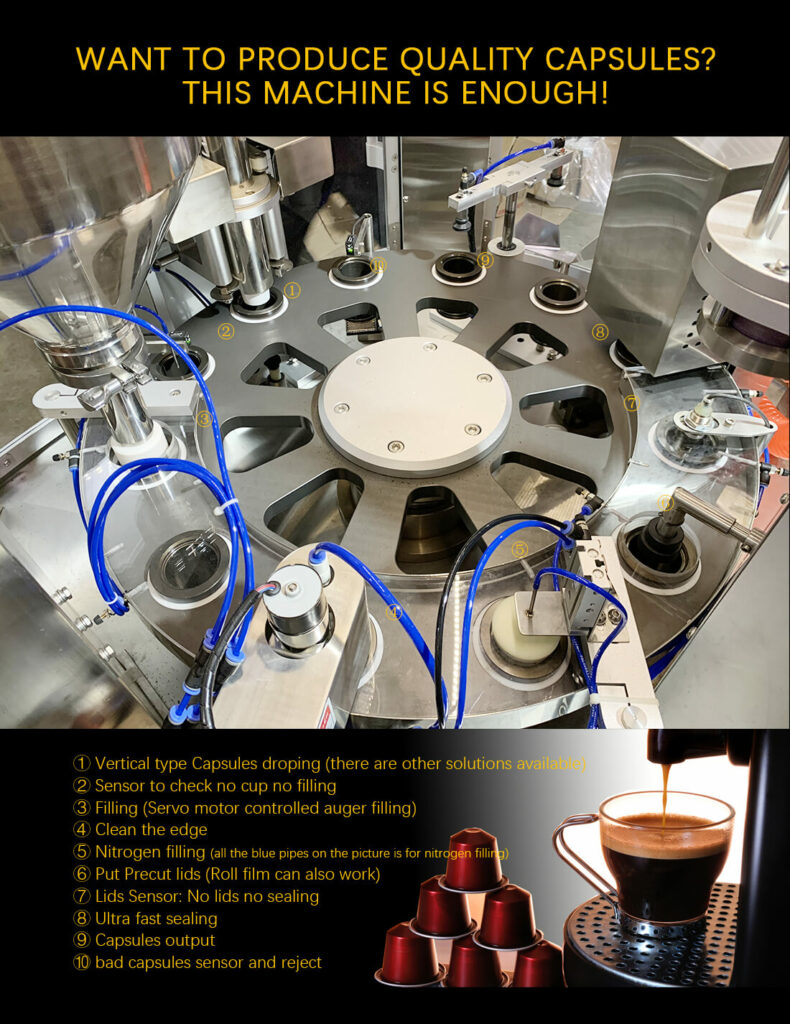 functions of RN1S coffee capsule filling sealing machine