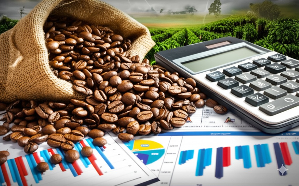 Close up of coffee beans with price tag