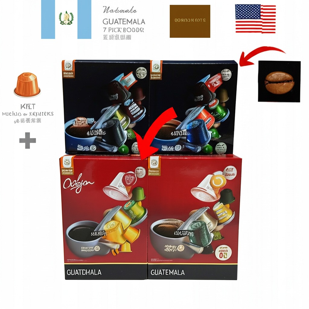 Displej porovnání tobolek kávy