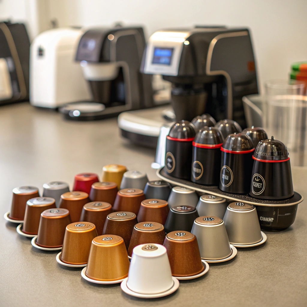 Different types of coffee capsules K-Cup Nespresso Lavazza