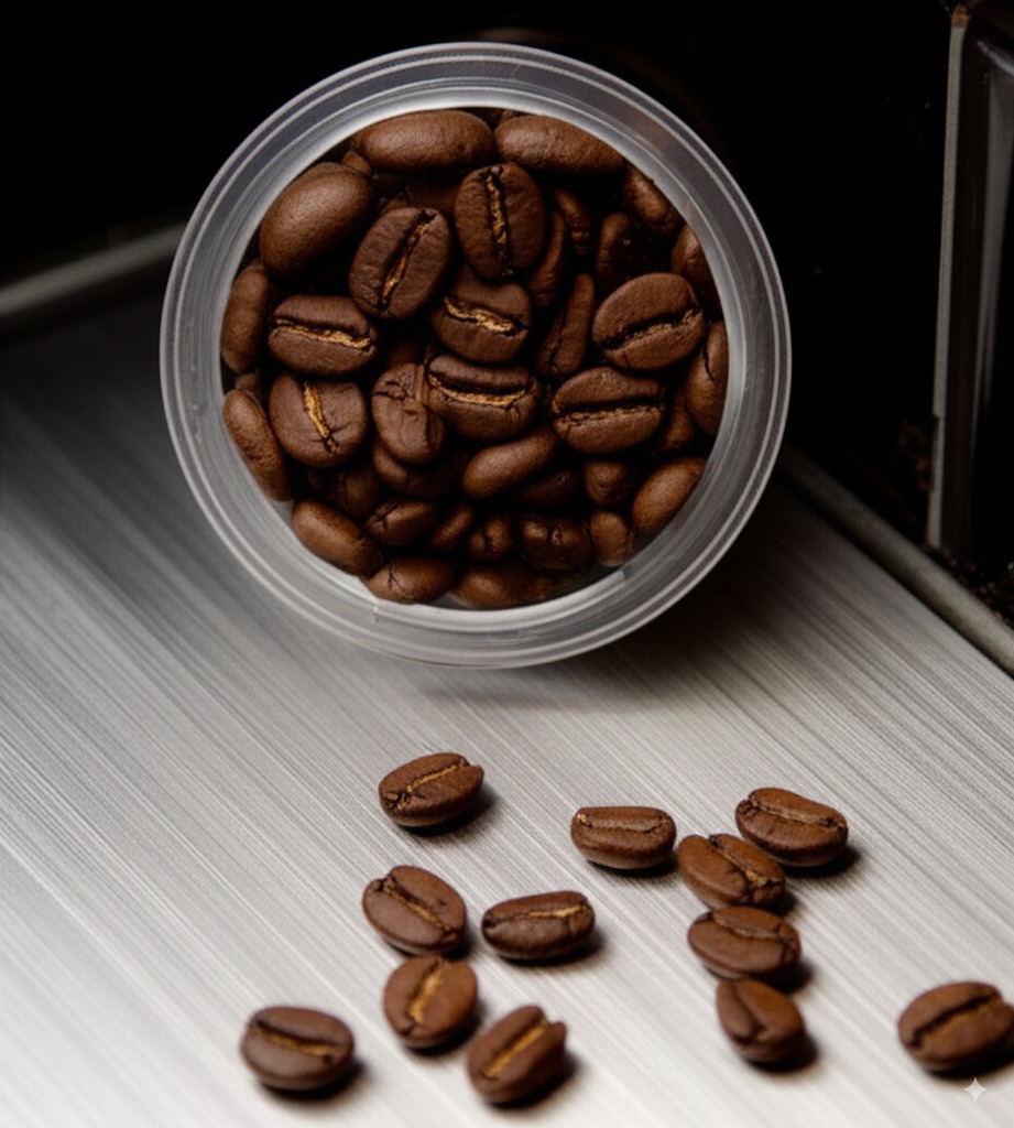 Costa Rican coffee beans in capsule machine