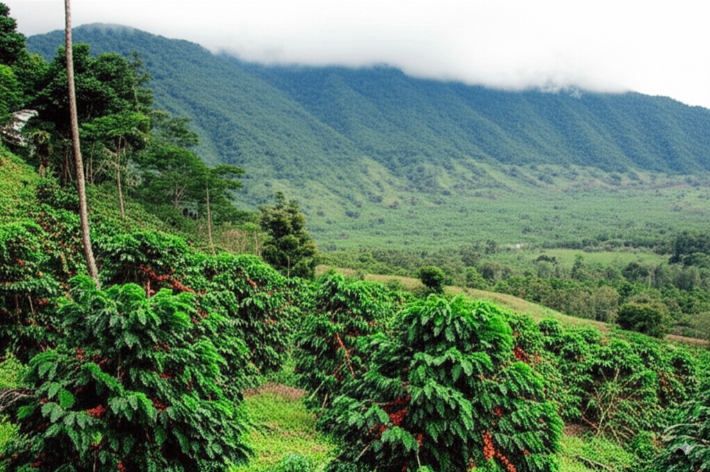 Costa Rican coffee plantation high altitude