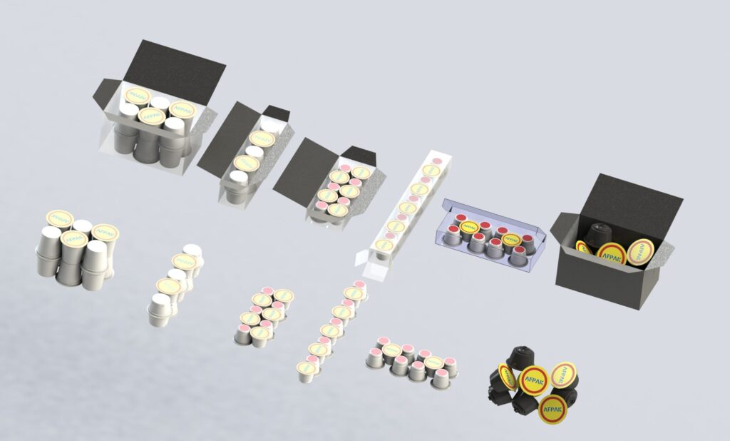 AFPFK 커피 캡슐 충전 포장 기계 라인의 상자 모양