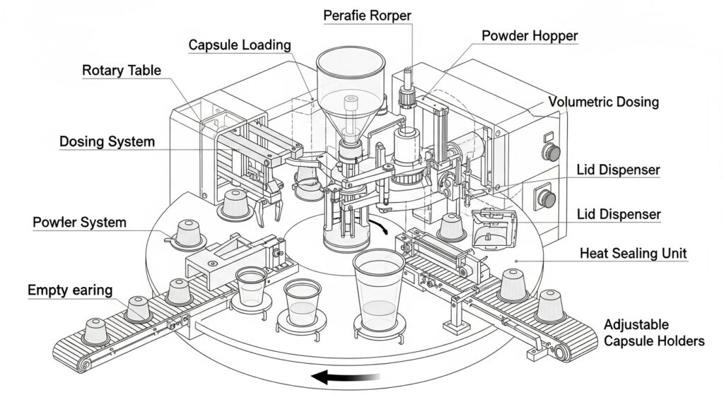 Eine flexible Verschließmaschine, die sich an verschiedene Kapseltypen anpasst